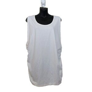 Soft Surroundings 1X Sleeveless White Top Ruche Sides Crew Neck Basic